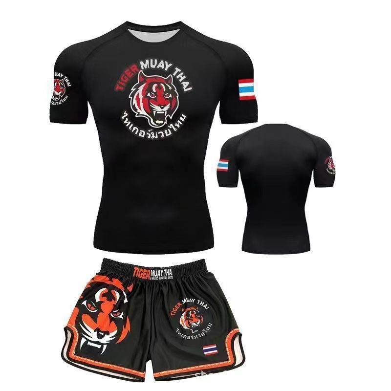 Muay Thai majica s dizajnom tigrove glave, brzo se suši, kratki rukavi, za MMA, UFC i Sanda