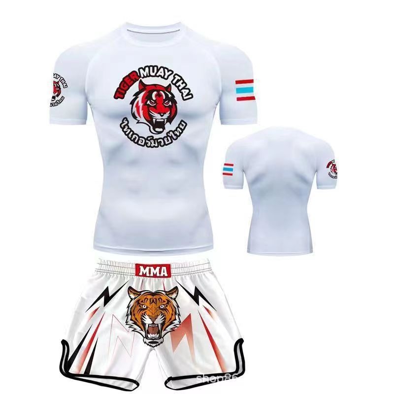 Muay Thai majica s dizajnom tigrove glave, brzo se suši, kratki rukavi, za MMA, UFC i Sanda