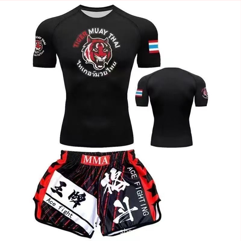 Muay Thai majica s dizajnom tigrove glave, brzo se suši, kratki rukavi, za MMA, UFC i Sanda