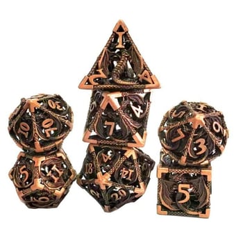 Latunske šuplje zmajeve kocke za D&D, višestrane strane, kutni dizajn, 7 komada