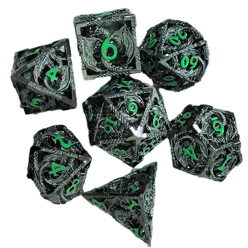 Latunske šuplje zmajeve kocke za D&D, višestrane strane, kutni dizajn, 7 komada