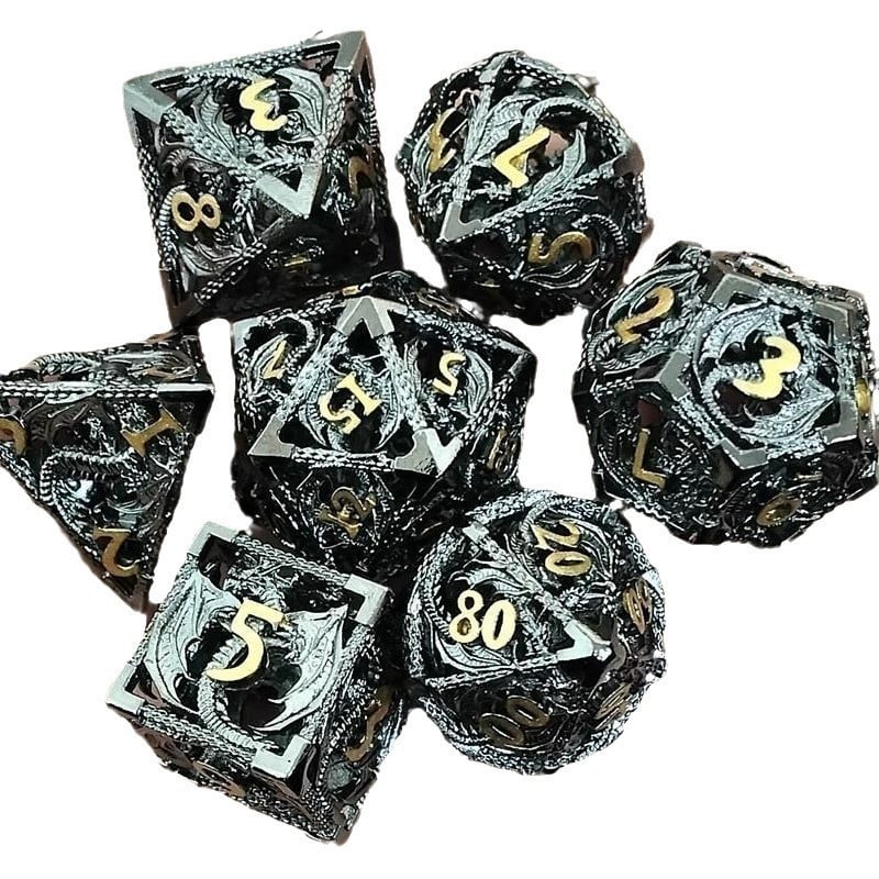 Latunske šuplje zmajeve kocke za D&D, višestrane strane, kutni dizajn, 7 komada