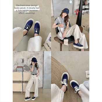 Sieviešu kurpes no govs ādas ar iekšējo pacēlumu, Korejas stila, apaļa purngala, šņorējamas, bieza zole