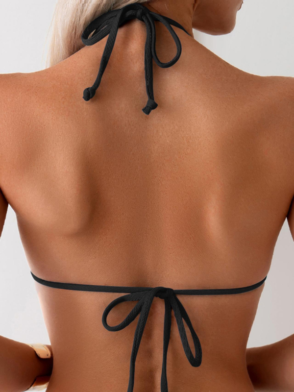 Ženski split bikini kupaći kostim, s podrškom za dojke, bez metalne potpore, seksi jednobojni dizajn, poliester materijal