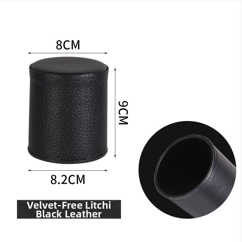 Set kockica s kožnim velurom i utišavajućim čašom i bazom — prilagodljiv za igre u baru i karte