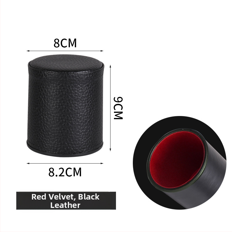 Set kockica s kožnim velurom i utišavajućim čašom i bazom — prilagodljiv za igre u baru i karte