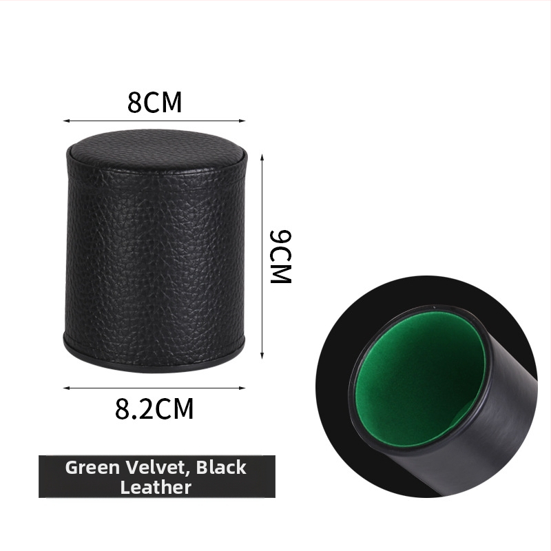 Set kockica s kožnim velurom i utišavajućim čašom i bazom — prilagodljiv za igre u baru i karte