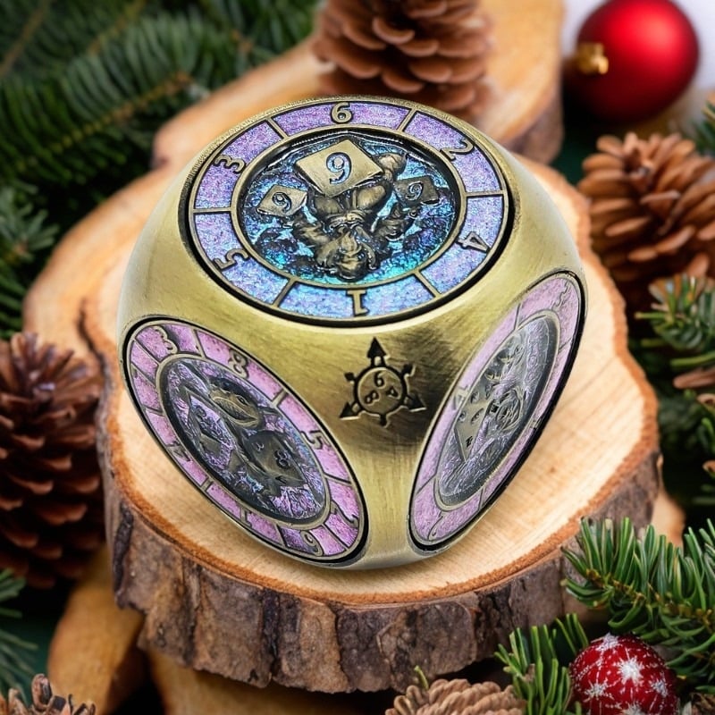 Metāla kauliņu komplekts no misiņa un cinka sakausējuma ar noapaļotiem malām, divdesmitpusēju kauliņi priekš D&D un Cthulhu