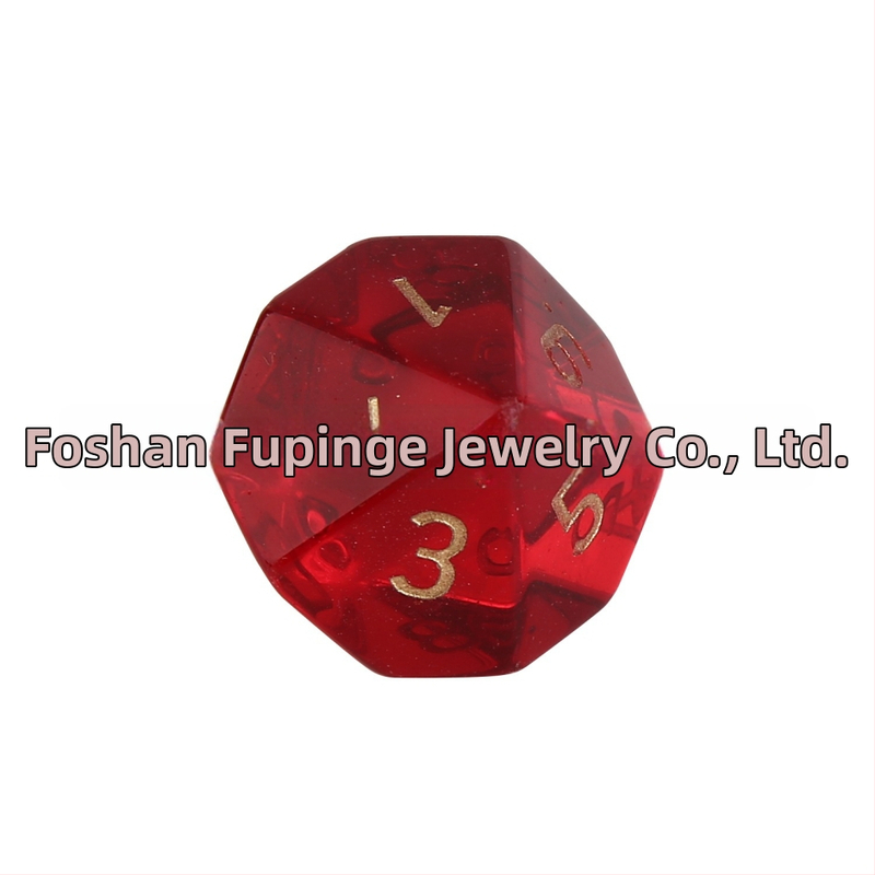 Kristāla kauliņi Z01 galda spēlēm, 20 sejām, sintētiski kristāli, taisnstūra stilā, izcelsme Foshan, apstrādes pielāgošana, iepakojums 1 gab