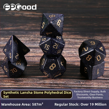 D&D daudzpusīgās kauliņas ar Lansha akmeni un sintētiskajiem kristālu dārgakmeņiem, desmit malām, pielāgojamas