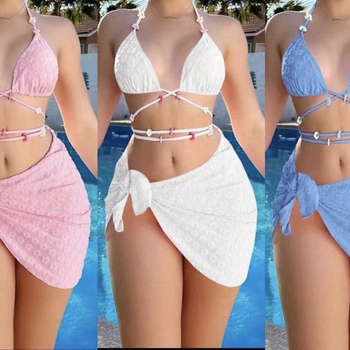 Ženski sexy bikini set od tri dijela s jastučićem za dojke i bez čelične potpore; poliester 82%, podstava 18%, težina 245 g, bez rukava