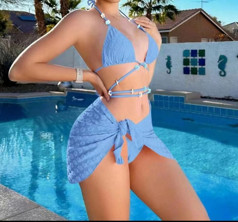 Ženski sexy bikini set od tri dijela s jastučićem za dojke i bez čelične potpore; poliester 82%, podstava 18%, težina 245 g, bez rukava