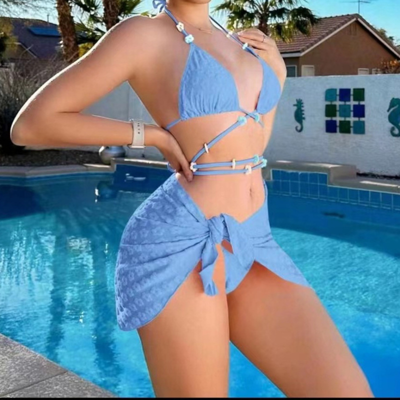 Ženski sexy bikini set od tri dijela s jastučićem za dojke i bez čelične potpore; poliester 82%, podstava 18%, težina 245 g, bez rukava