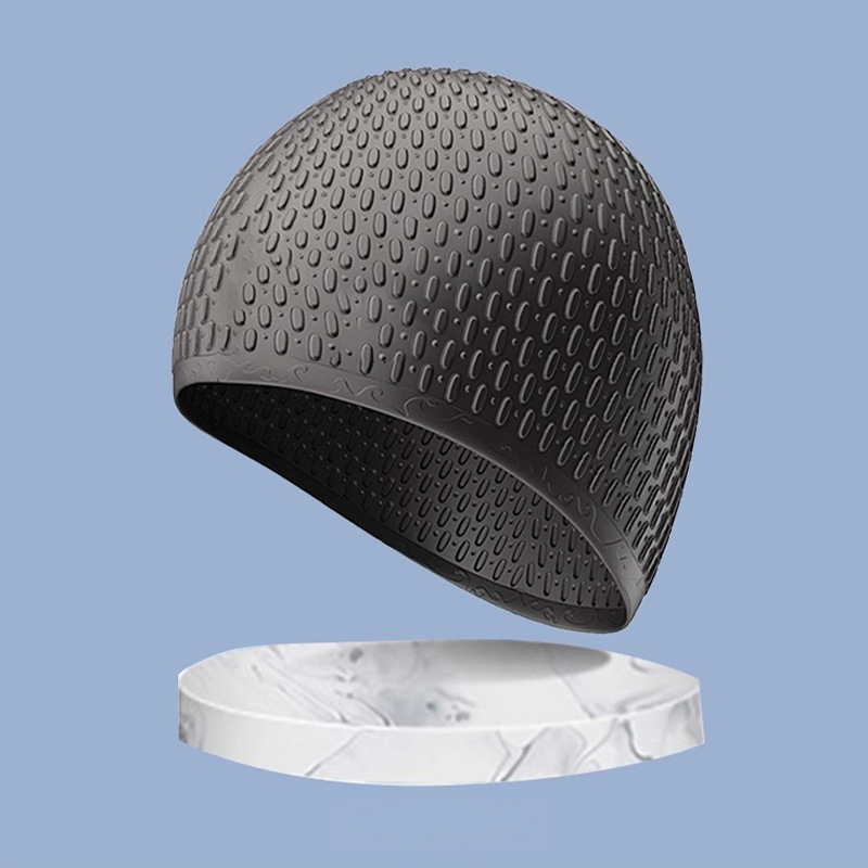 Pieaugušo sieviešu silikona peldcepure ar ūdens pilienu formu, palielināta burbuļu konstrukcija, ultraelastiska, ūdensnecaurlaidīga auss aizsardzība, ilgām matu aizsardzība