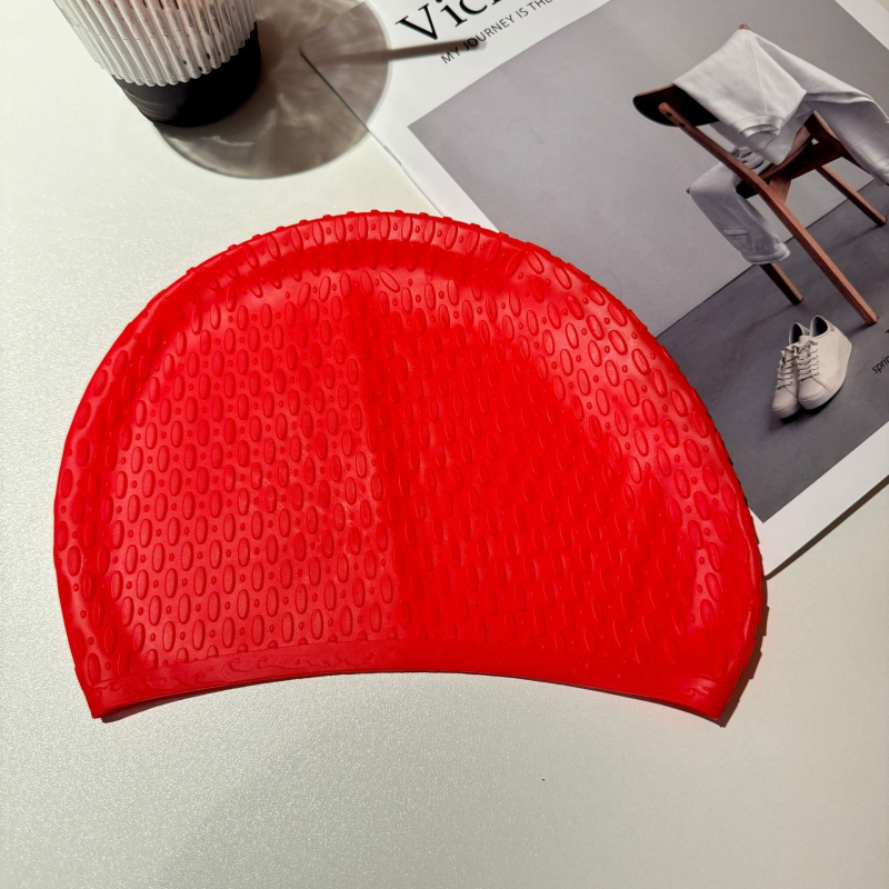 Pieaugušo sieviešu silikona peldcepure ar ūdens pilienu formu, palielināta burbuļu konstrukcija, ultraelastiska, ūdensnecaurlaidīga auss aizsardzība, ilgām matu aizsardzība