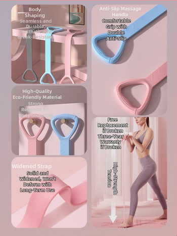 Bandă de rezistență pentru yoga în formă de 8, din silicon – deschiderea umerilor și modelarea spatelui, Wangyou