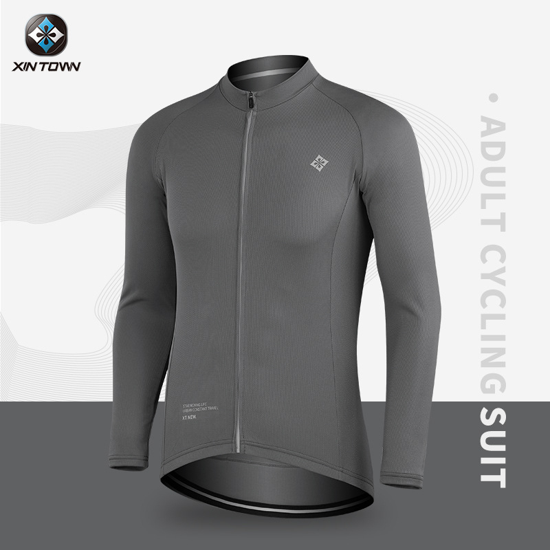 XINTOWN Vīriešu garām piedurknēm velosipēdu džersijs, mitrumu vadot, sintētisko šķiedru maisījums, pavasaris
