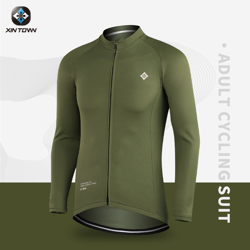 XINTOWN Vīriešu garām piedurknēm velosipēdu džersijs, mitrumu vadot, sintētisko šķiedru maisījums, pavasaris