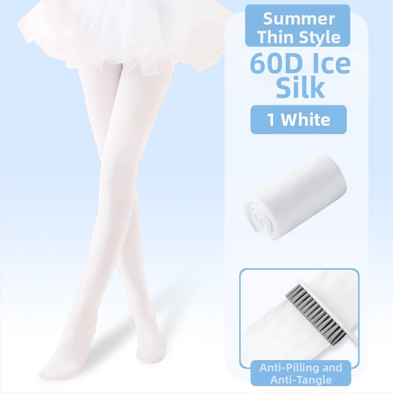 Детски балетни чорапогащи за танци, найлон/полиамид 83% съдържание, средна плътност, едноцветен модел, плоско плетиво 12–14 шевове на 3 см, подходящи за всички сезони