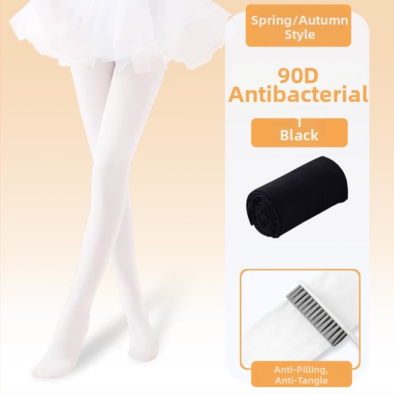 Детски балетни чорапогащи за танци, найлон/полиамид 83% съдържание, средна плътност, едноцветен модел, плоско плетиво 12–14 шевове на 3 см, подходящи за всички сезони