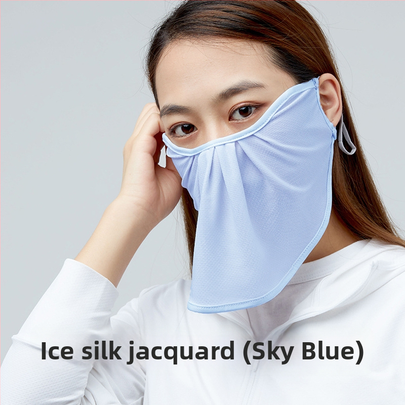 Maska za sunčevu zaštitu s velikim otvorom, Ice Silk Jacquard, cvjetni uzorak, UV zaštita, dizajn za uši