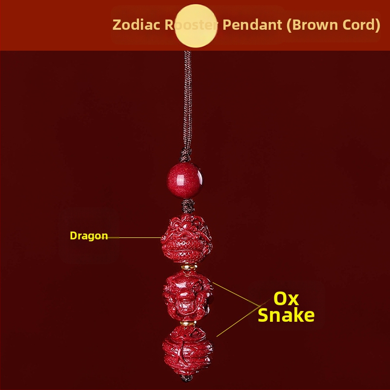 Telefona ķēdes piekariņš ar cinnabāra zodiaka motīvu, gravēts, ķīniešu literāri retro stila, 2023. gada rudens