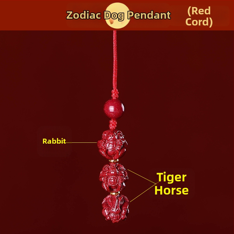 Telefona ķēdes piekariņš ar cinnabāra zodiaka motīvu, gravēts, ķīniešu literāri retro stila, 2023. gada rudens