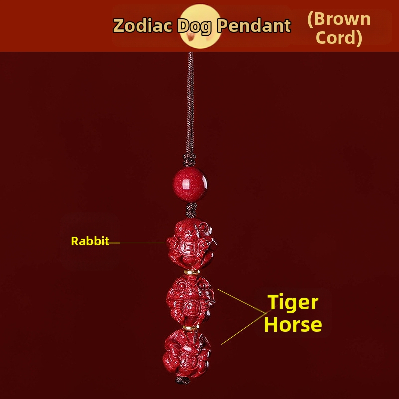 Telefona ķēdes piekariņš ar cinnabāra zodiaka motīvu, gravēts, ķīniešu literāri retro stila, 2023. gada rudens