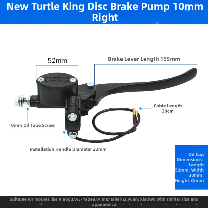 Augšējā bremžu šķidruma sūknis disku bremzēm, alumīnija korpuss, Ø22 mm diametrs, Mojielong, piemērots priekšējai un aizmugurējai bremzei