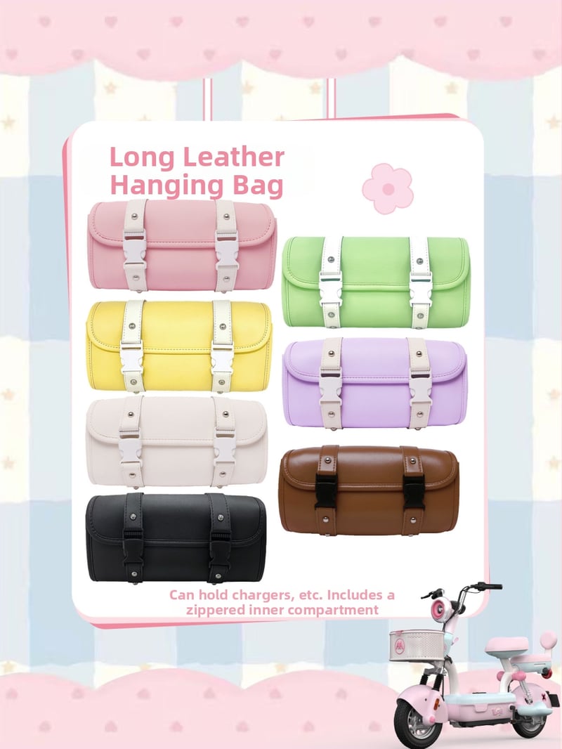 Σετ τσαντών αποθήκευσης για ηλεκτρικό όχημα: πίσω αδιάβροχη κρεμαστή τσάντα αποθήκευσης και μπροστινή μαλακή τσάντα από τεχνητό δέρμα, ρετρό στυλ