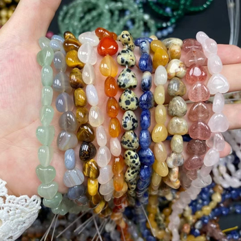 DIY ékszer gyöngyök – természetes kő, szerelem minta, egyenes lyukú gyöngyök, friss és édes stílus