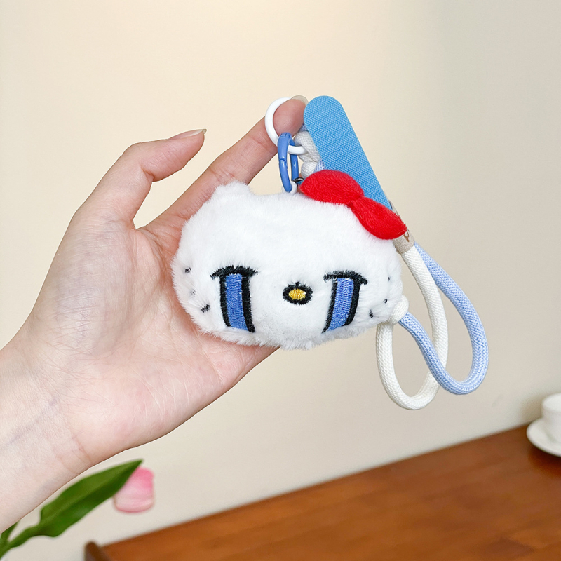 Plīša kaķēna piekariņš telefonam, roku darbs, animācijas motīvs, aksesuārs ziemas 2025 izlaidumam