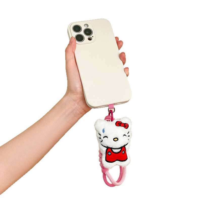 Plīša kaķēna piekariņš telefonam, roku darbs, animācijas motīvs, aksesuārs ziemas 2025 izlaidumam