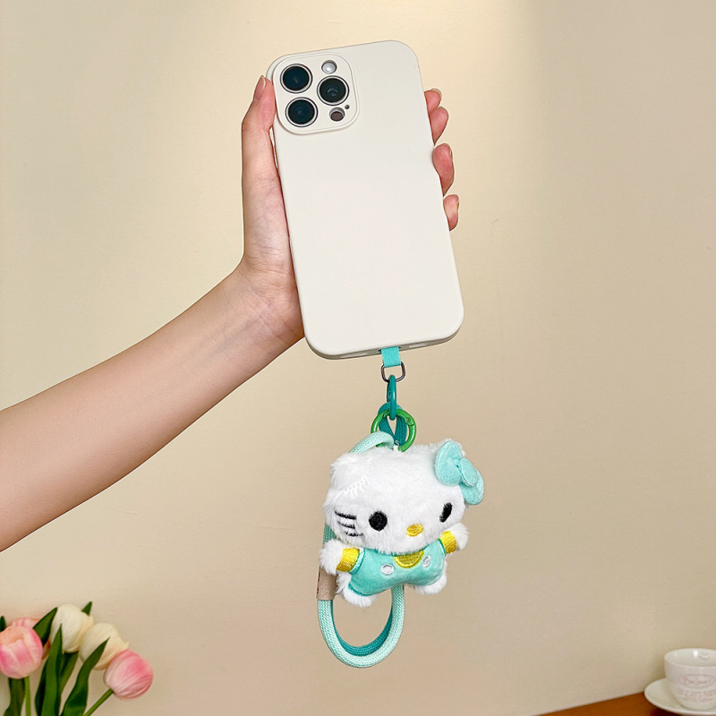 Plīša kaķēna piekariņš telefonam, roku darbs, animācijas motīvs, aksesuārs ziemas 2025 izlaidumam