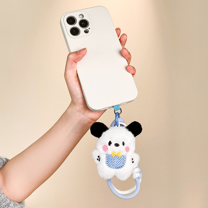 Plīša kaķēna piekariņš telefonam, roku darbs, animācijas motīvs, aksesuārs ziemas 2025 izlaidumam