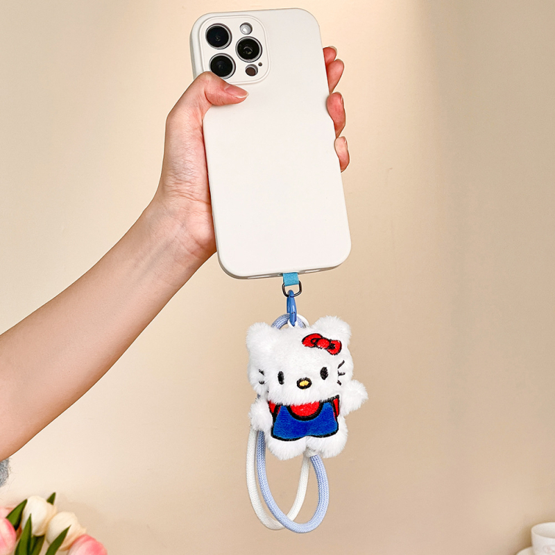 Plīša kaķēna piekariņš telefonam, roku darbs, animācijas motīvs, aksesuārs ziemas 2025 izlaidumam