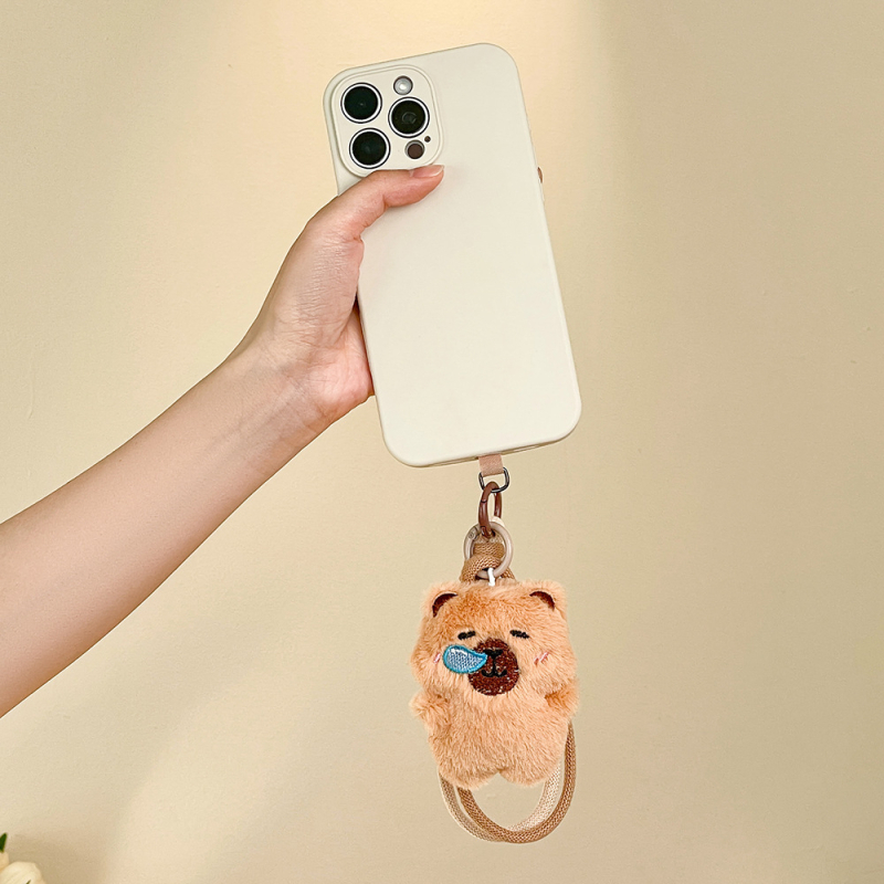 Plīša kaķēna piekariņš telefonam, roku darbs, animācijas motīvs, aksesuārs ziemas 2025 izlaidumam