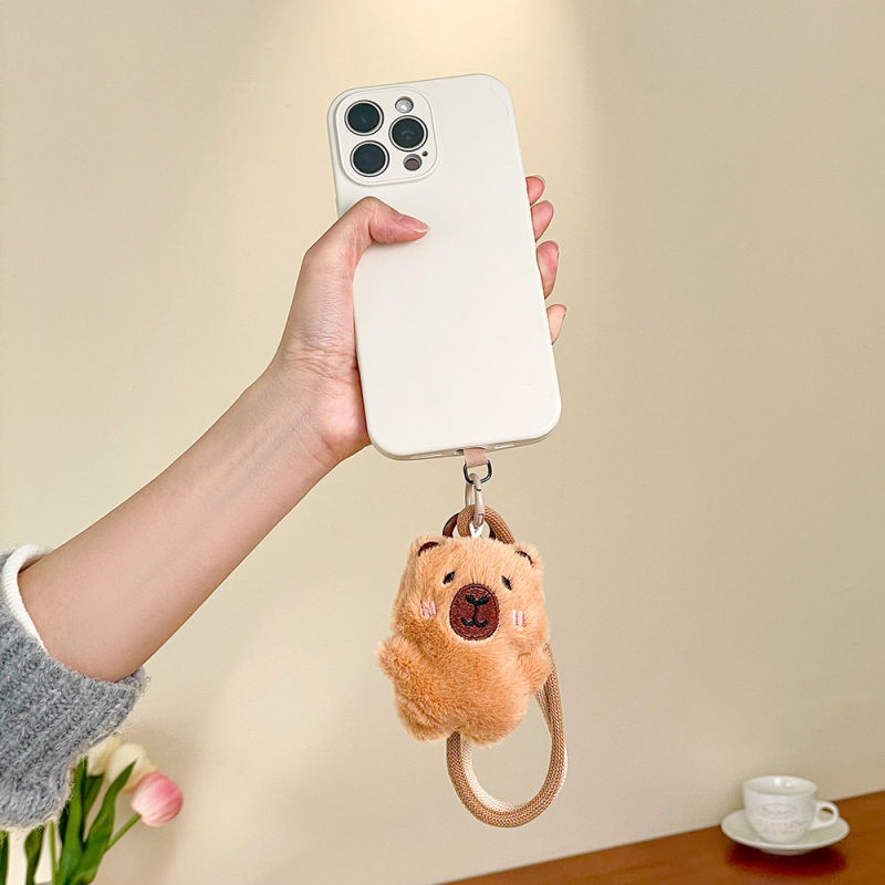 Plīša kaķēna piekariņš telefonam, roku darbs, animācijas motīvs, aksesuārs ziemas 2025 izlaidumam