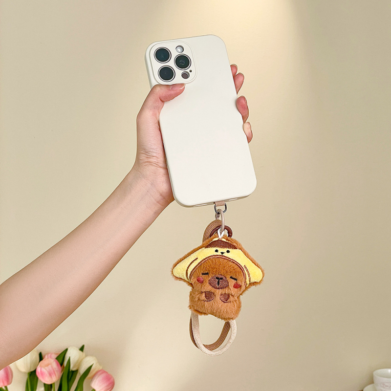 Plīša kaķēna piekariņš telefonam, roku darbs, animācijas motīvs, aksesuārs ziemas 2025 izlaidumam