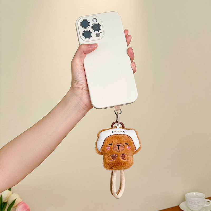 Plīša kaķēna piekariņš telefonam, roku darbs, animācijas motīvs, aksesuārs ziemas 2025 izlaidumam