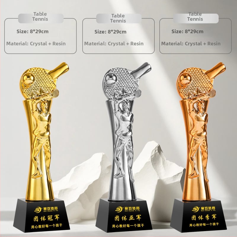 Спортен трофей – смола, персонализиран логотип, марка Shadow Crystal Fantasy Dust, идеален за награди, корпоративни подаръци и декорация