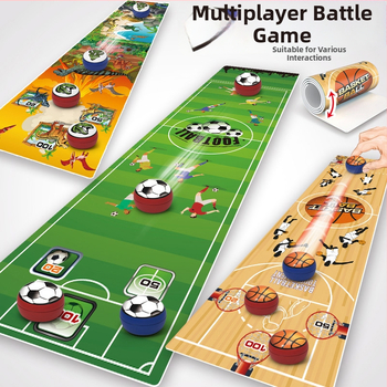 Švietėjiška stalinė žaidimų lenta — futbolas, boulingas ir curling, plastikinė konstrukcija, tėvų-vaikų sąveika, skirta 4–14 metų vaikams