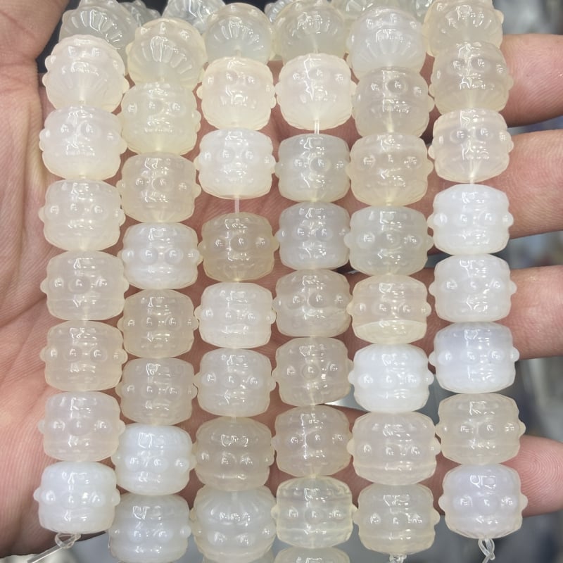 Perle - prirodni kamen, drum perle s totemskim uzorkom, modni stil, Xi Cui marka, rezanje, brušenje i poliranje