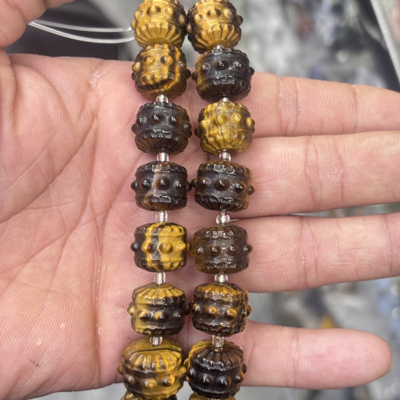 Perle - prirodni kamen, drum perle s totemskim uzorkom, modni stil, Xi Cui marka, rezanje, brušenje i poliranje