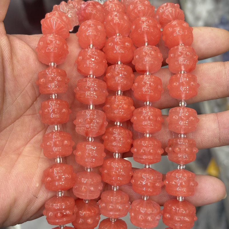 Perle - prirodni kamen, drum perle s totemskim uzorkom, modni stil, Xi Cui marka, rezanje, brušenje i poliranje