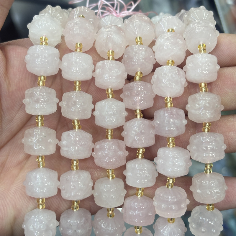 Perle - prirodni kamen, drum perle s totemskim uzorkom, modni stil, Xi Cui marka, rezanje, brušenje i poliranje