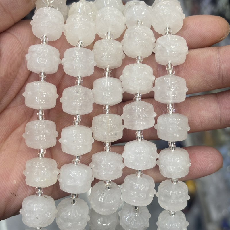 Perle - prirodni kamen, drum perle s totemskim uzorkom, modni stil, Xi Cui marka, rezanje, brušenje i poliranje