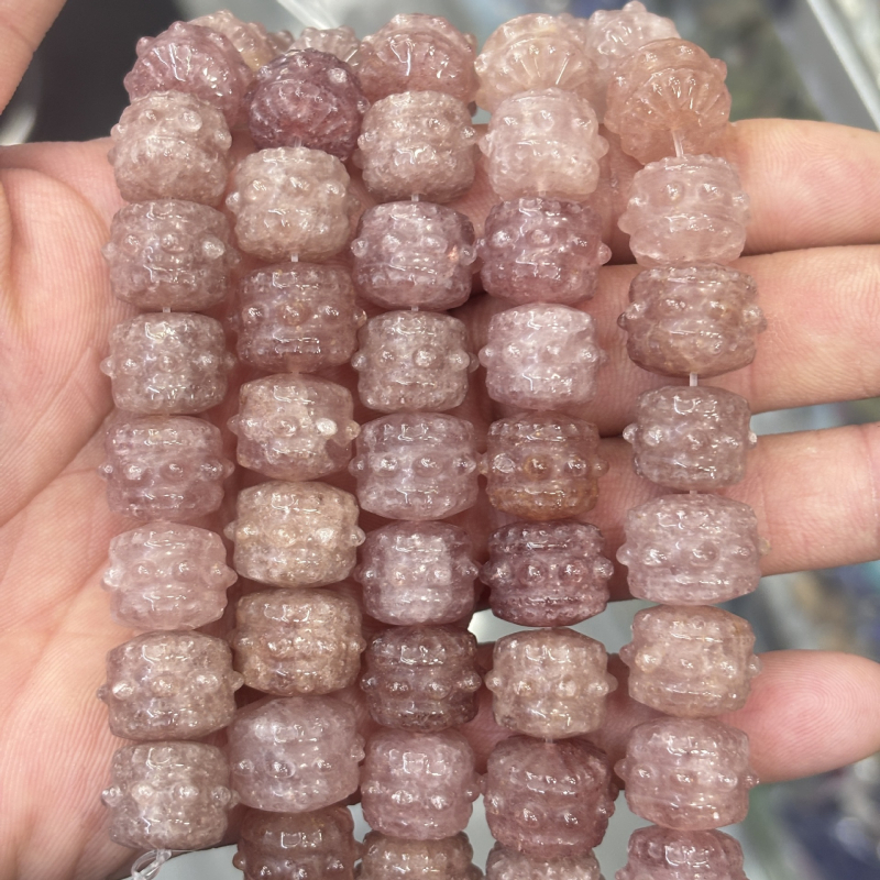 Perle - prirodni kamen, drum perle s totemskim uzorkom, modni stil, Xi Cui marka, rezanje, brušenje i poliranje