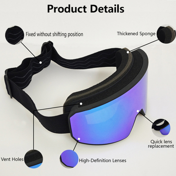 Skijaške naočale s dvostrukim slojem protiv magljenja, otporne na vjetar, zaštita očiju, TPU materijal, za odrasle