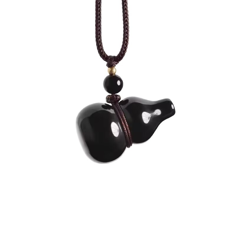 Ogrlica od obsidijana s privjeskom u obliku tikve, polirani završetak, podrijetlo Guangzhou, svjež i šik stil
